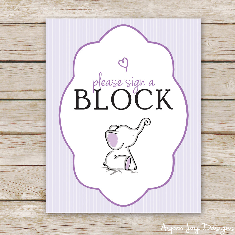 Purple Elephant Sign a Block Sign