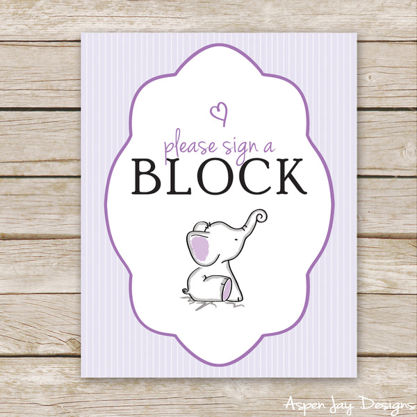 Purple Elephant Sign a Block Sign