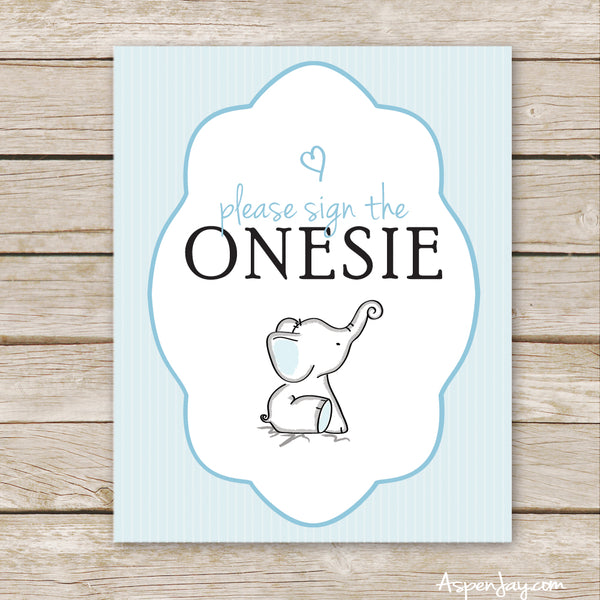 Blue Elephant Decorate a Onesie Sign