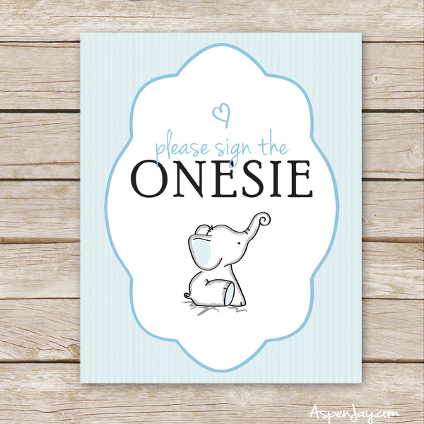 Blue Elephant Sign the Onesie Sign