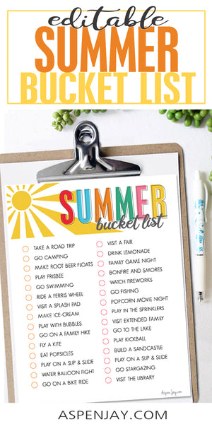 EDITABLE Summer Bucket List