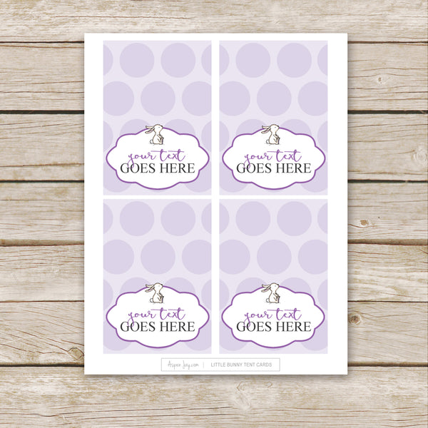 Editable Purple Bunny Party Labels