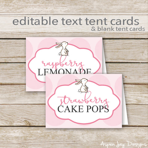 Editable Pink Bunny Party Labels
