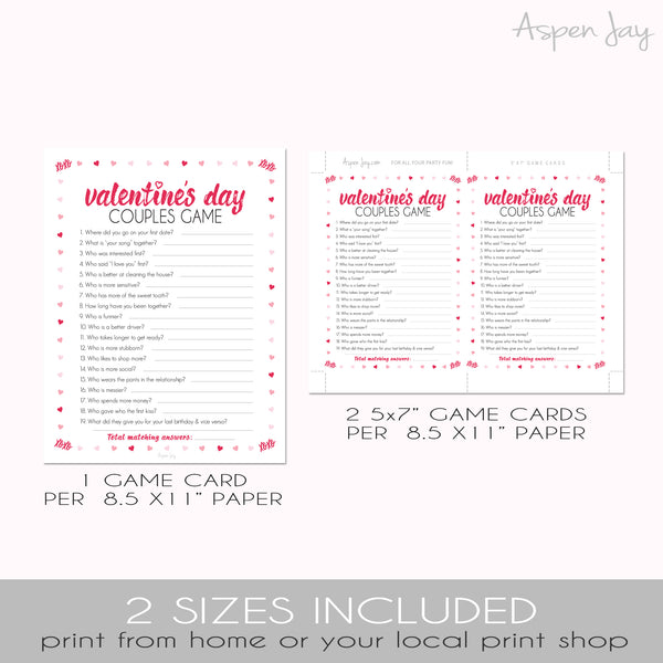Valentine's Day Couples Game