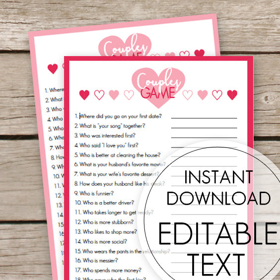 Valentines Couples Game