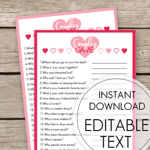 Valentines Couples Game