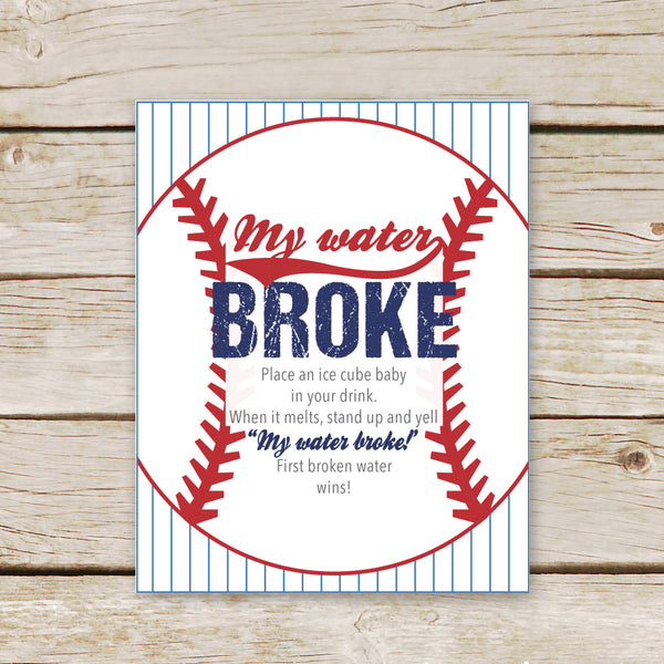 Baseball My Water Broke Sign