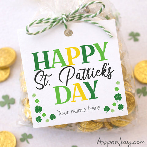 Editable Happy St. Patrick’s Day Gift Tags Printable