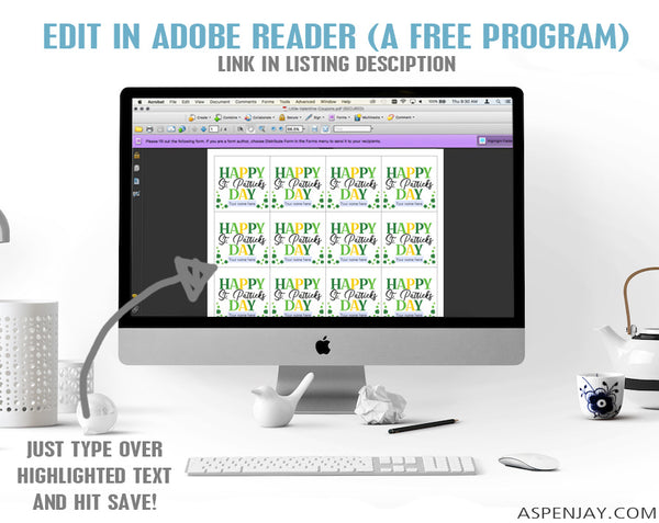 Editable Happy St. Patrick’s Day Gift Tags Printable