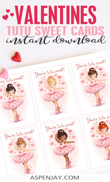 Editable Ballerina Valentine Cards - 6 Ballet Dancers