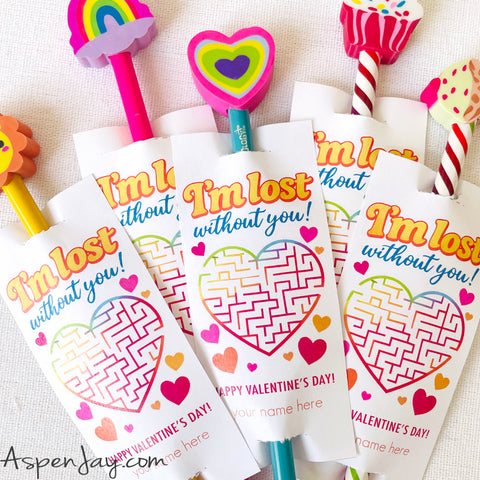 Editable Maze Valentine Cards Printable – Non-Candy Pencil Valentines for Kids