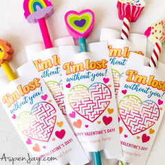 Editable Maze Valentine Cards Printable – Non-Candy Pencil Valentines for Kids