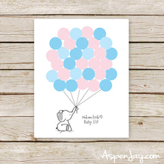 Gender Reveal Elephant Balloon Guest Book