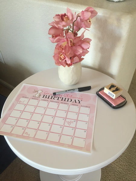Pink Bunny Baby Predictions Calendar