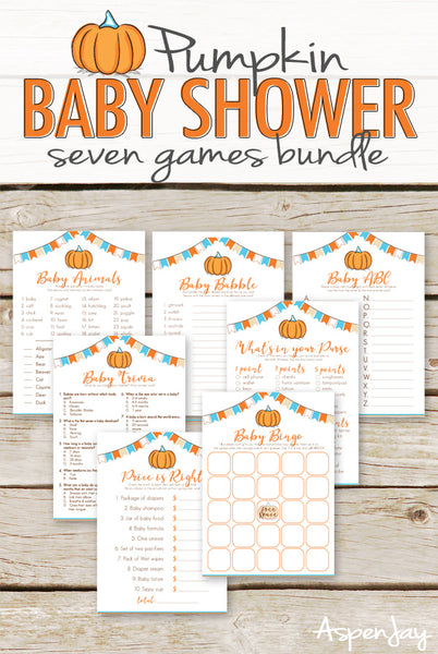 Pumpkin Baby Shower 7 Games Package