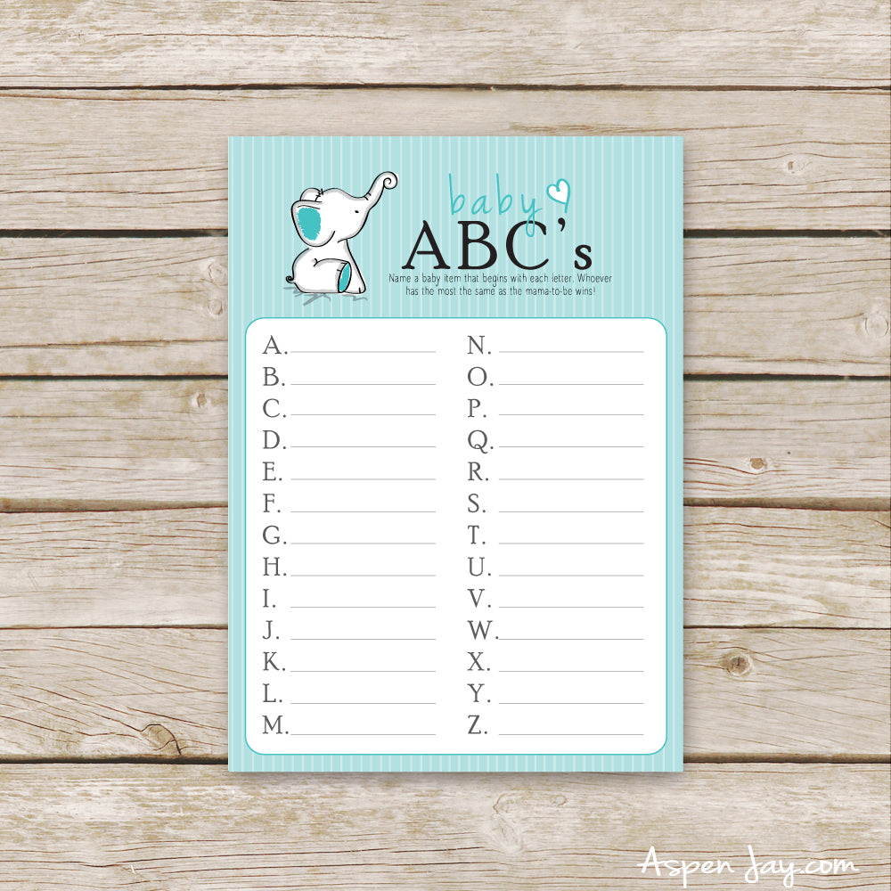 Turquoise Elephant Baby ABC's