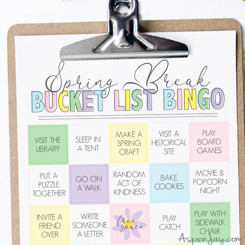 Editable Spring Break Bucket List Bingo