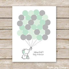 Green Elephant Balloon Guest Book