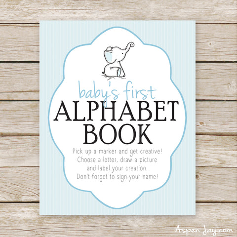 Blue Elephant First Alphabet Book Sign