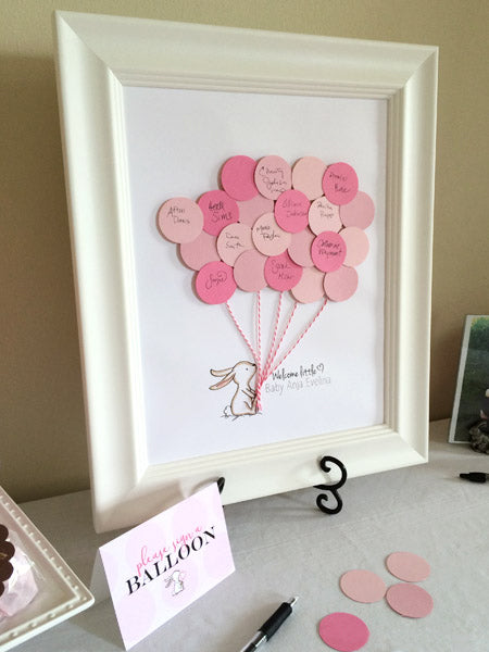 Pink Bunny Balloon Guest Book