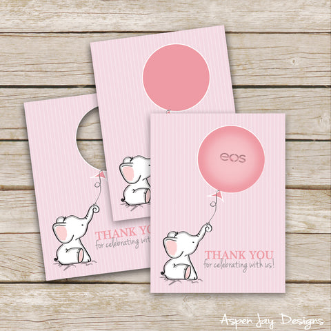 Pink Elephant EOS Lip Balm Favor Card