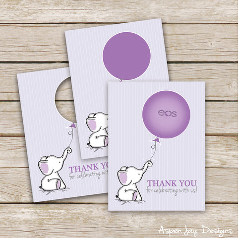 Purple Elephant EOS Lip Balm Favor Card