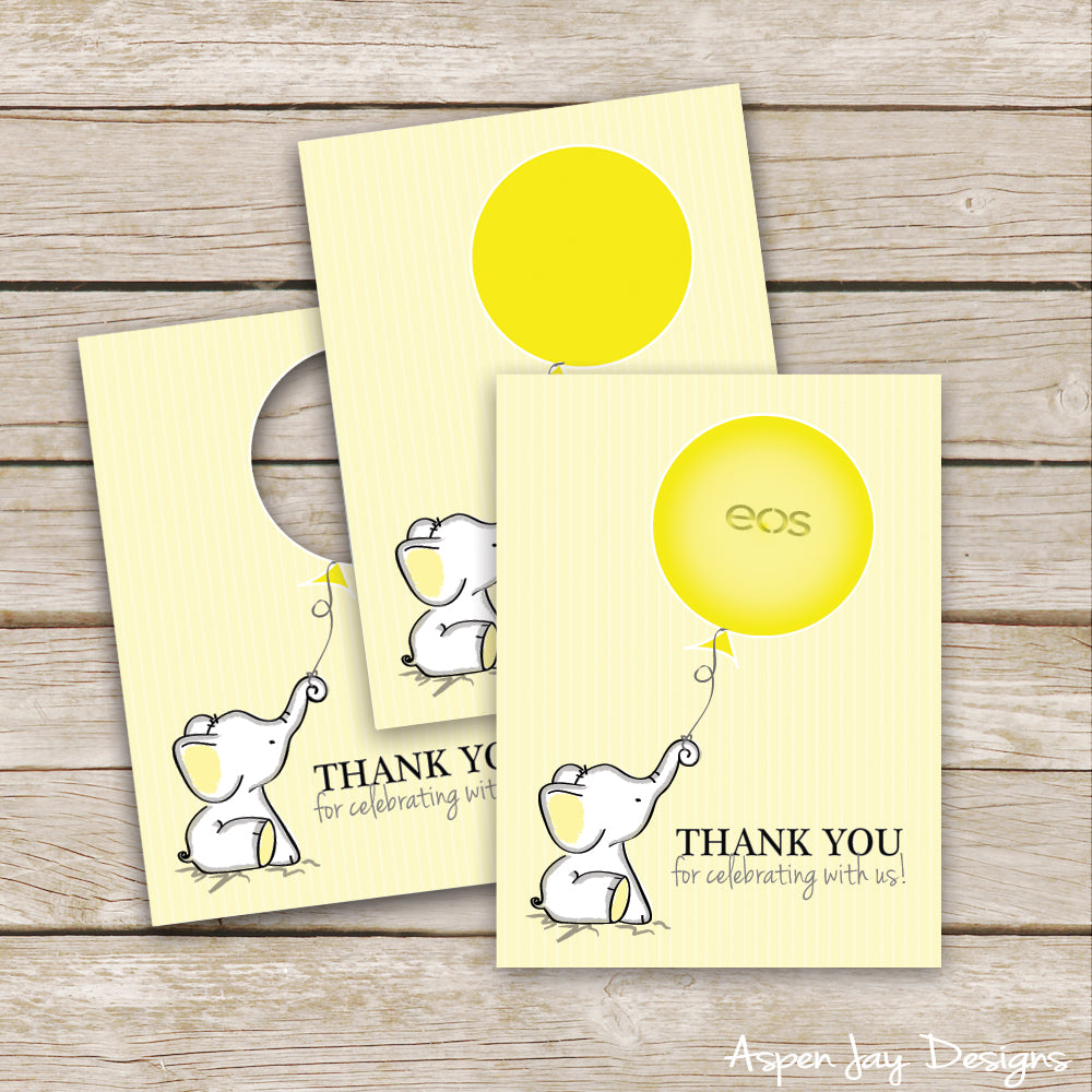 Yellow Elephant EOS Lip Balm Favor Card