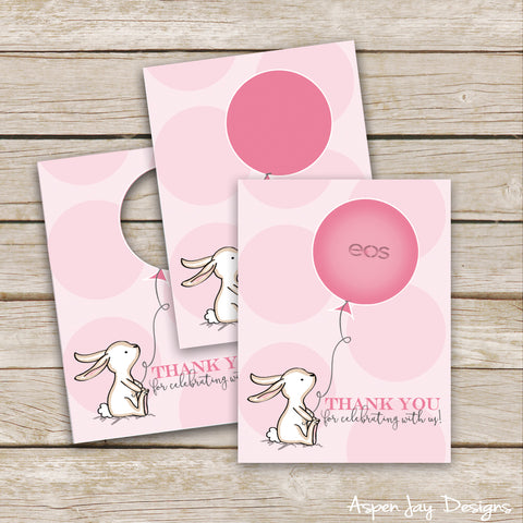 Pink Bunny EOS Lip Balm Favor Card