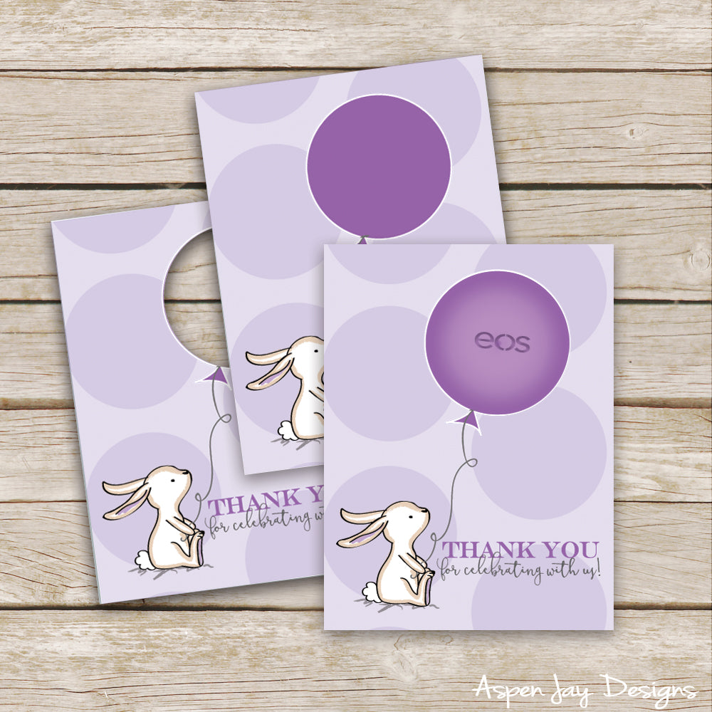 Purple Bunny EOS Lip Balm Favor Card