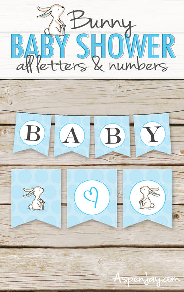 Blue Bunny Banner - ALL Letters & Numbers