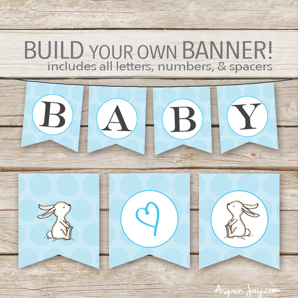 Blue Bunny Banner - ALL Letters & Numbers