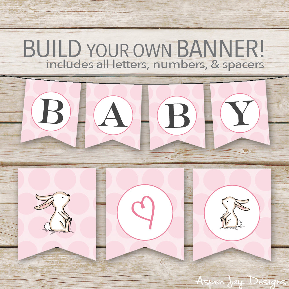 Pink Bunny Banner - ALL Letters & Numbers – AspenJay pink-bunny-banner-all-letters-numbers-aspenjay