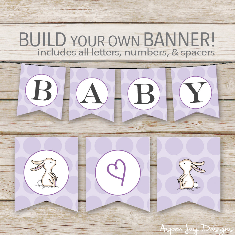 Purple Bunny Banner - ALL Letters & Numbers