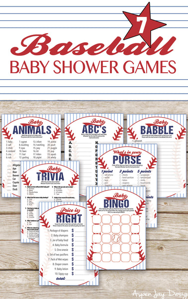 Baseball Baby Shower 7 Games Package