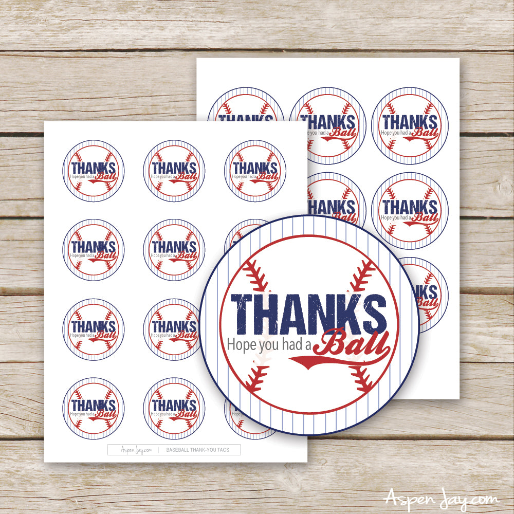 Baseball Thank You Tags