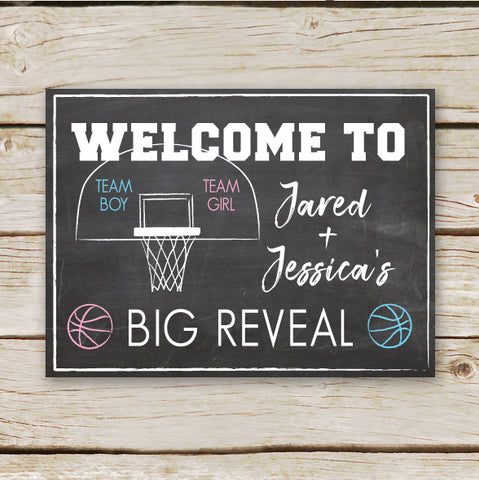 Basketball Gender Reveal Welcome Sign