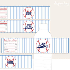 Baseball Baby Shower Water Bottle Labels