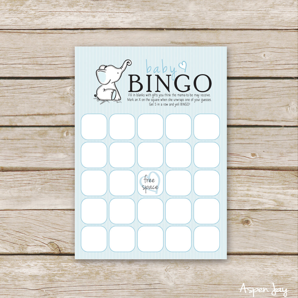 Blue Elephant Baby Bingo