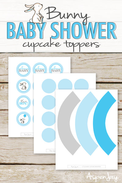 Blue Bunny Cupcake Toppers