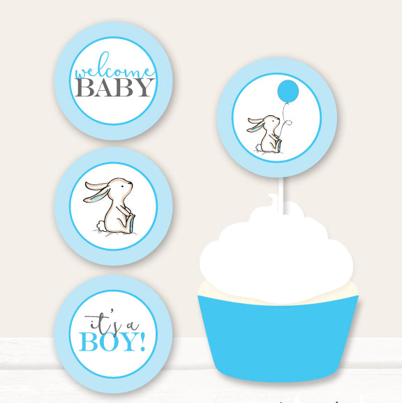 Blue Bunny Cupcake Toppers