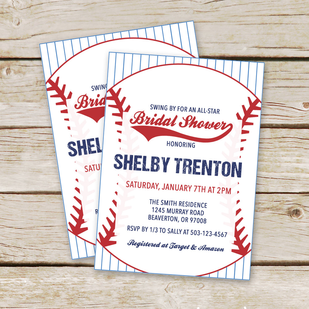 Baseball Bridal Shower Invites