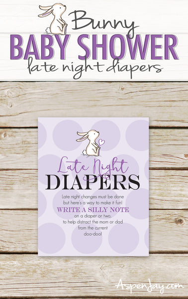 Purple Bunny Late Night Diapers Sign