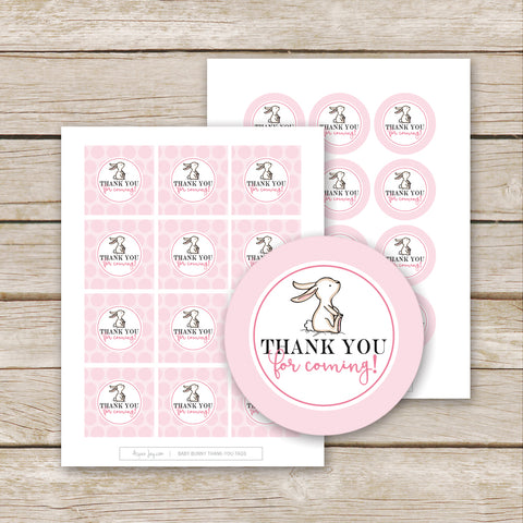 Pink Bunny Thank-You Favor Tags
