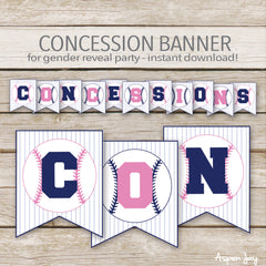 Pink & Blue Baseball Concession Banner