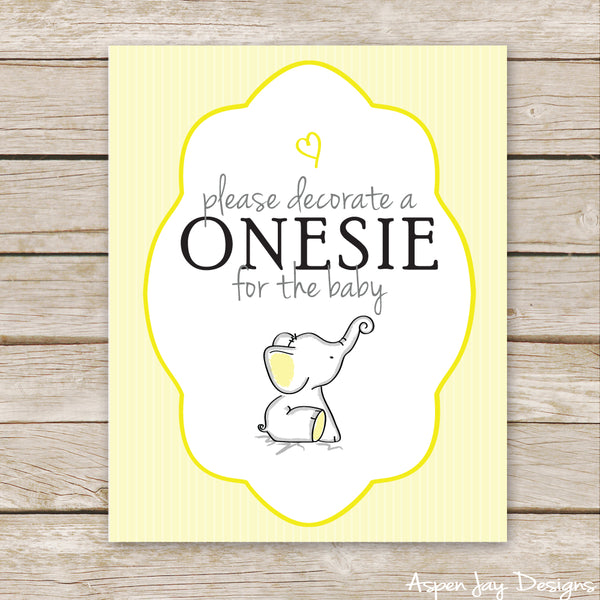 Yellow Elephant Sign the Onesie Sign