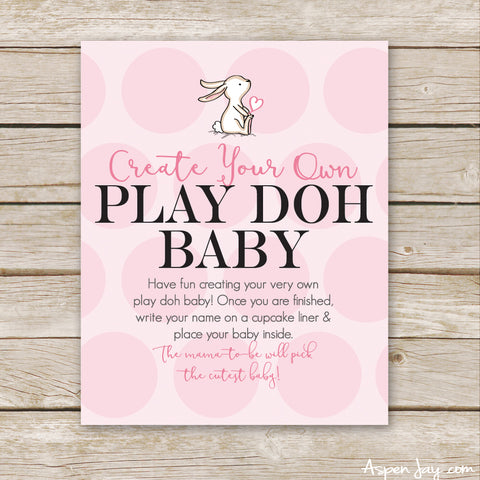 Pink Bunny Play Doh Baby Sign