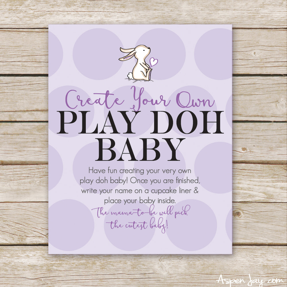 Purple Bunny Play Doh Baby Sign