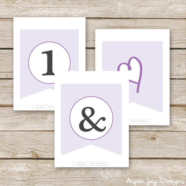 Purple Elephant Banner - ALL Letters & Numbers