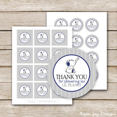 Navy Elephant Shower Favor Tags