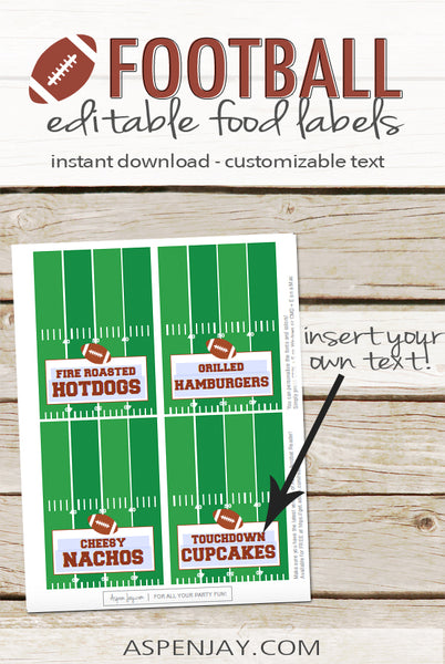 Editable Football Party Labels